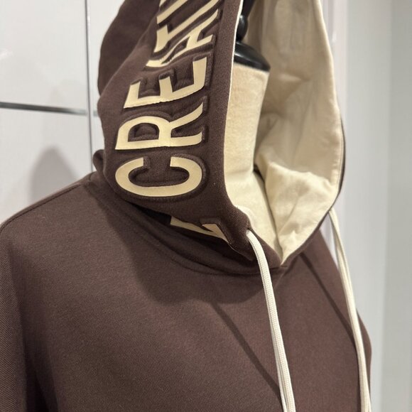 Women Loose Drop Shoulder Drawstring Hoodie Sweatshirt Brown, Size M/38 - Picture 6 of 17